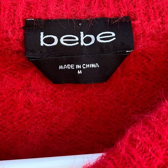 Bebe Fuzzy Sweater y2k style Medium in Red - Picture 4 of 12